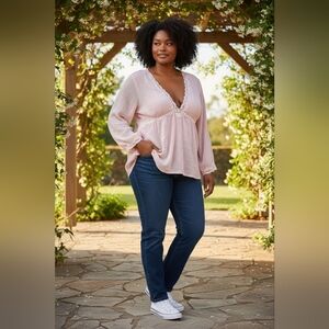 Cato Women Light Pink Lightweight Sheer Top Blouse Plus Size 26/28W